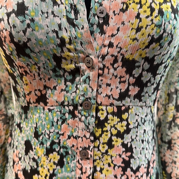 LOFT Spring Floral Button Front Dress in Pastels & Grey 00P - Picture 9 of 16